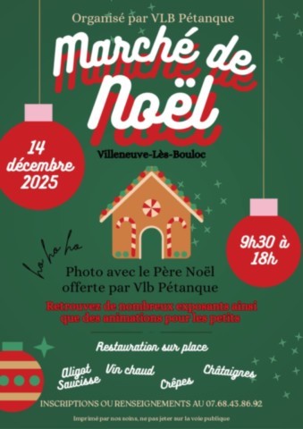 VILLENEUVE LES BOULOC : Marché de Noël le 14/12