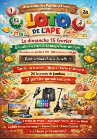 LA MAGDELAINE sur TARN : Loto le 15/2