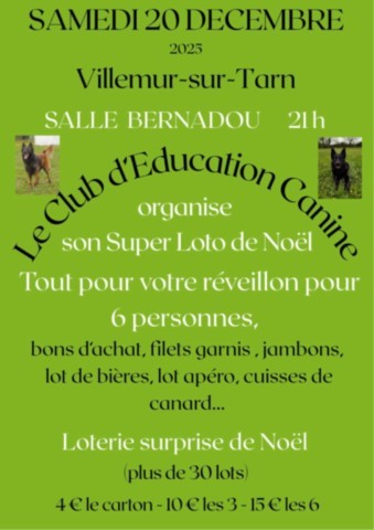 VILLEMUR sur TARN : Loto le 20/12