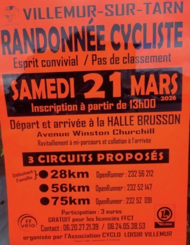 VILLEMUR sur TARN : Cyclisme le 21/3