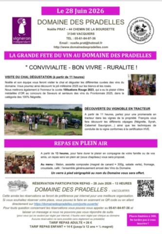 VACQUIERS : Fête du vin le 28/6
