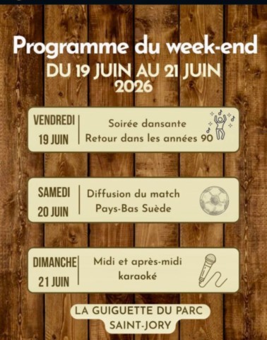 ST JORY : Animations les 19, 20 et 21/6
