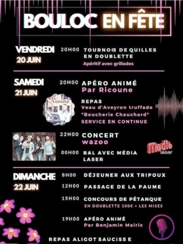 BOULOC en fête les 20, 21 et 22/6