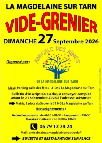 LA MAGDELAINE sur TARN : Vide-greniers le 27/9