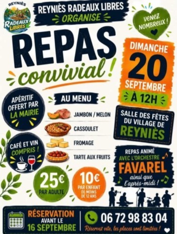 REYNIES : Repas convivial le 20/9