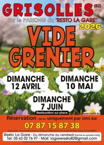 GRISOLLES : Vide-greniers le 10/5