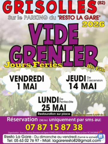 GRISOLLES : Vide-greniers le 1/5
