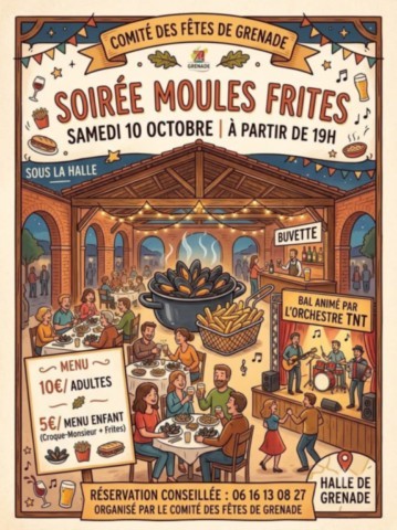 GRENADE : Soirée moules, frites le 10/10