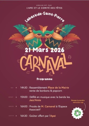LABASTIDE ST PIERRE : Carnaval le 21/3