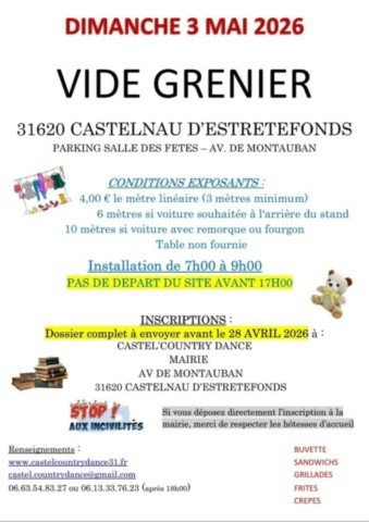 CASTELNAU D’ESTRETEFONDS : Vide-greniers le 3/5