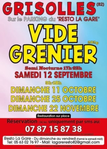 GRISOLLES : Vide-greniers le 11/10